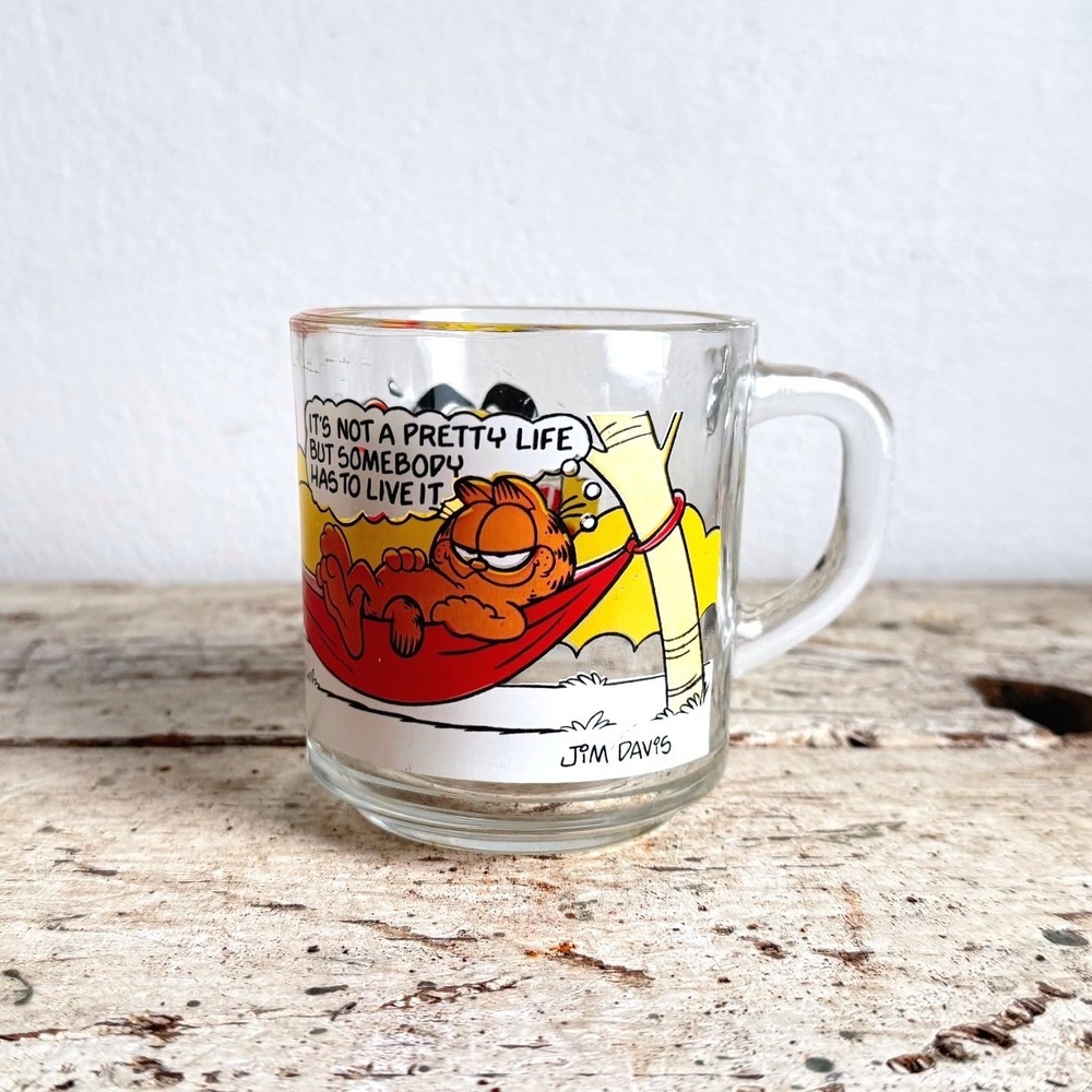 Vintage 1978 Garfield McDonald's Glass Mug Hammock Odie Jim Davis CSGE